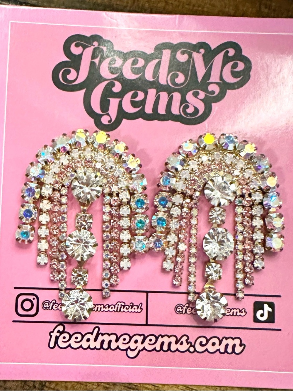 Feed Me Gems Light Pink and Clear/AB rhinestone Baby Jumbo earrings
